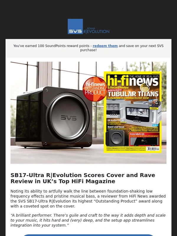 SVS - SB17-Ultra R|Evolution Lands Cover of Top HiFi Magazine + Q&A w/ Hollywood Sound Engineer Using SVS