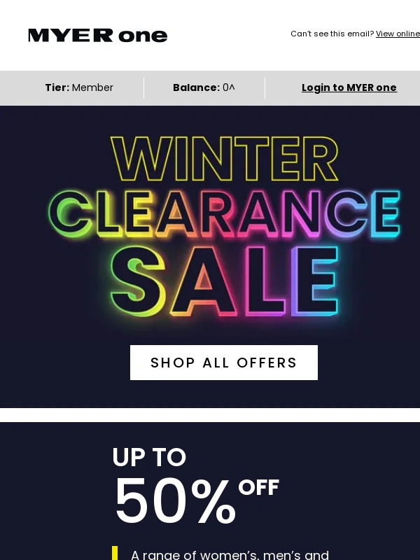 Myer - Winter Clearance Sale ON NOW!!