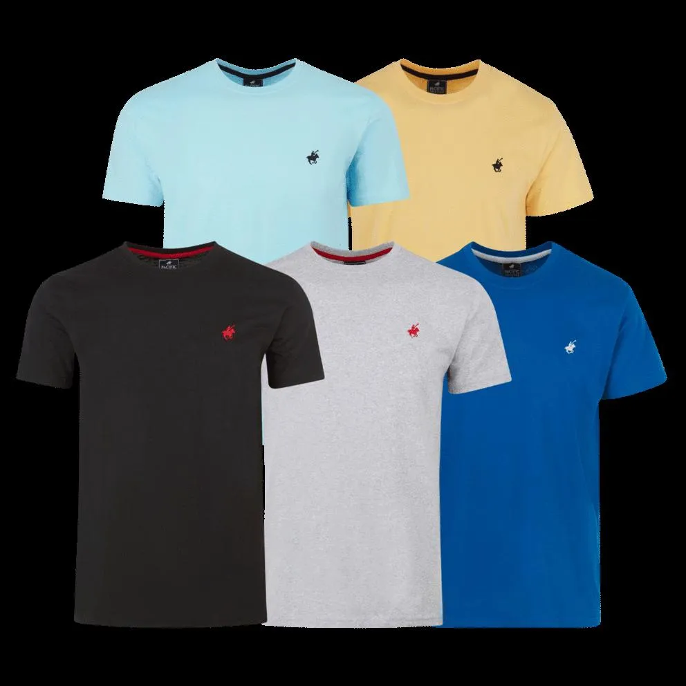 Pacific Polo Club Men's 5-Pack Crew Neck T-Shirts