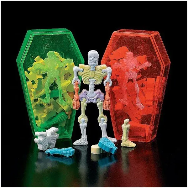 Fun Express Interlocking Skeleton Bone Candy with Coffin