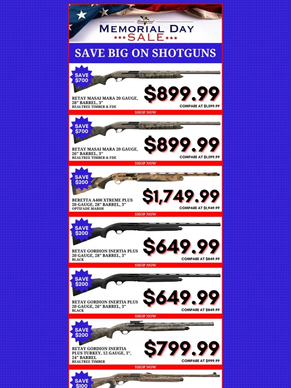 Simmons Sporting Goods - Memorial Day Sale: Up to $700 Off Shotguns at Simmons!