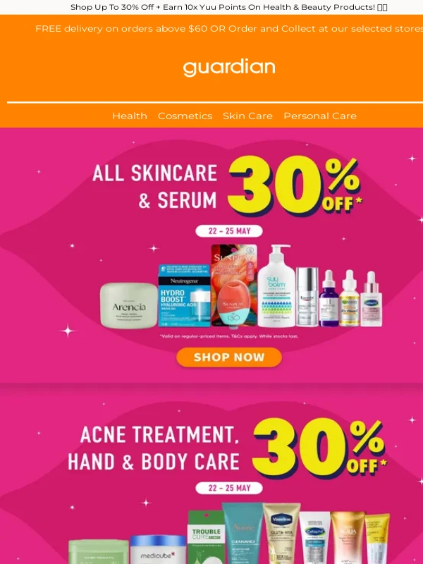 Guardian Singapore - ✨Epic Glow Deals! Save 30% Off All Skincare Essentials + Online Exclusive Vouchers Now to 25 May!