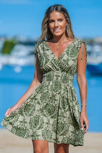 Cupshe Dress Damask Sleeveless Smocked Waist Mini Dress