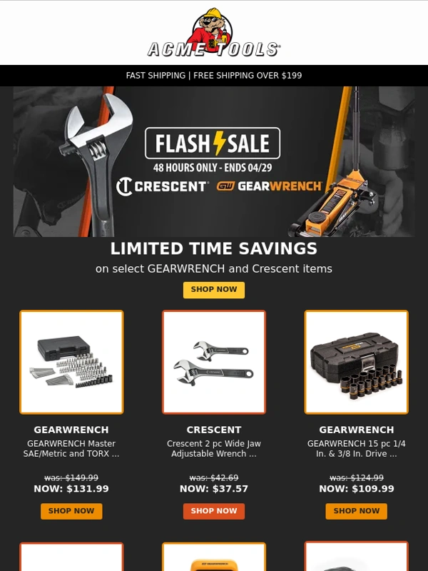 Acme Tools - 48 Hours Only: Crescent & Gearwrench Fash Sale ⚡️