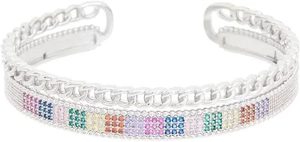 Juvell Women's 18k Gold Plated Cubic Zirconia Bangle Bracelet