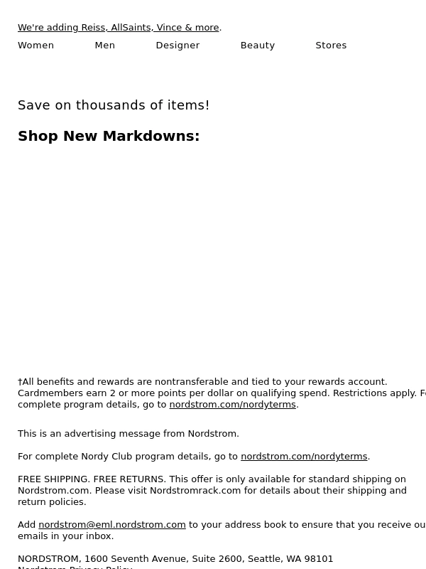Nordstrom - New to sale & up to 60% off!