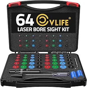 CVLIFE Bore Sight Laser Kit with 64 Adapters fit 0.17 to 12GA Calibers, Professional Green Laser Boresighter Kit for All Gun, Multiple Caliber Bore Laser Sighting Kit for Hunting Rifle Pistol Handgun