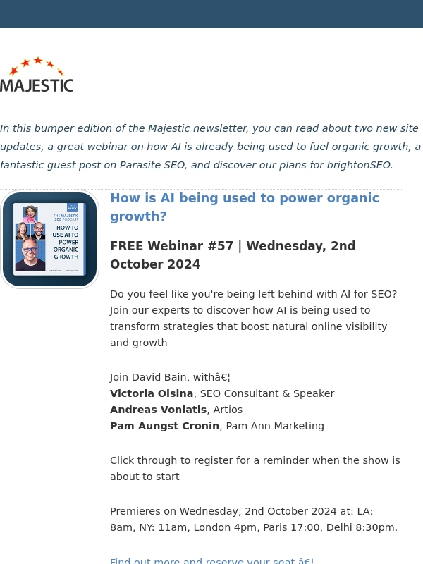 Majestic SEO - Your September newsletter from Majestic