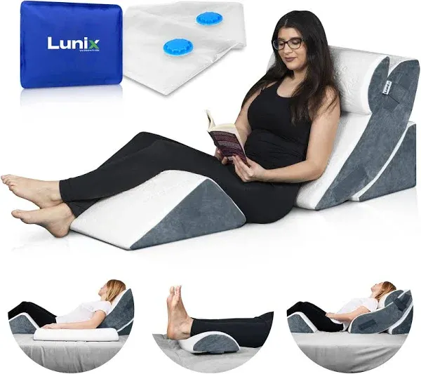Lunix LX5 4pcs Orthopedic Memory Foam Bed Wedge Pillow Set