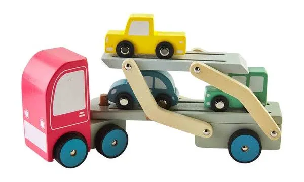 Mud Pie Wood Car Carrier Truck
