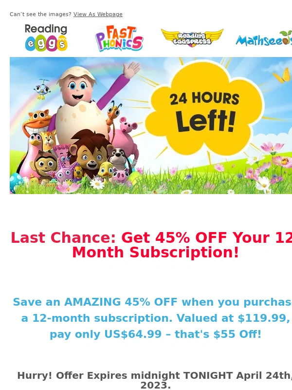 Reading Eggs - It's your last chance to get Reading Eggs for $5.42 Per Month!