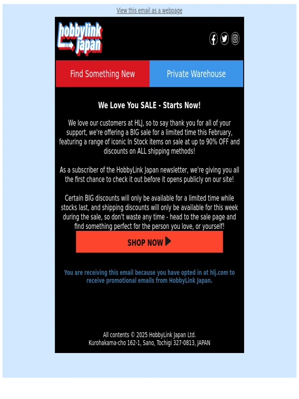 HLJ - ? We Love You: Up to 90% OFF & Shipping Discounts!
