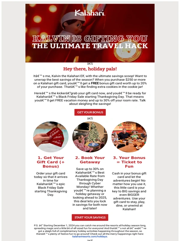 Kalahari Resorts - Kalvin’s Holiday Hack: Unlock BIG Savings at Kalahari!