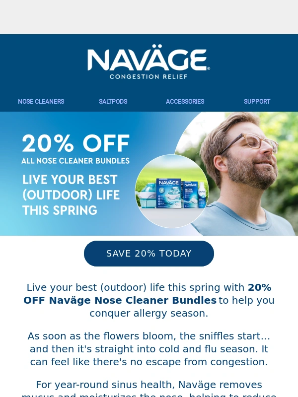 Navage - Spring Savings: 20% Off Nose Cleaner Bundles! ?