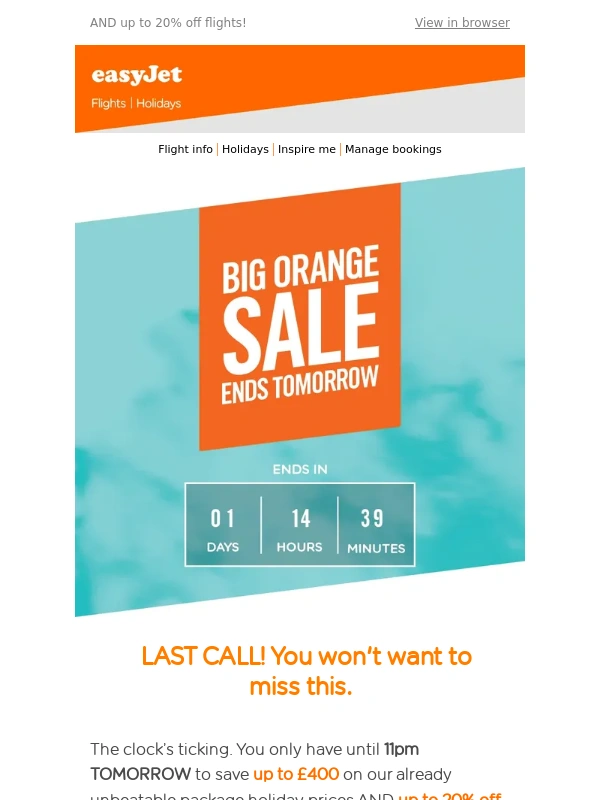 easyJet - ❗ ENDS TOMORROW: Up to £400 off holidays!