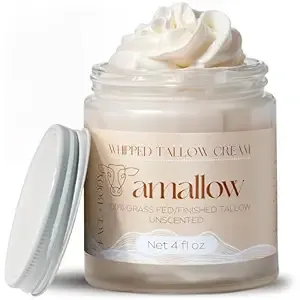 100% Grass Fed Beef Tallow for Skin Care - Face + Body - Whipped Moisturizer for Sensitive Skin - Natural Lotion, 4 FL. oz. (Unscented)
