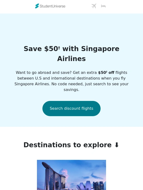 Student Universe - Save OVER $1,000 when you book with Singapore Airlines! ?