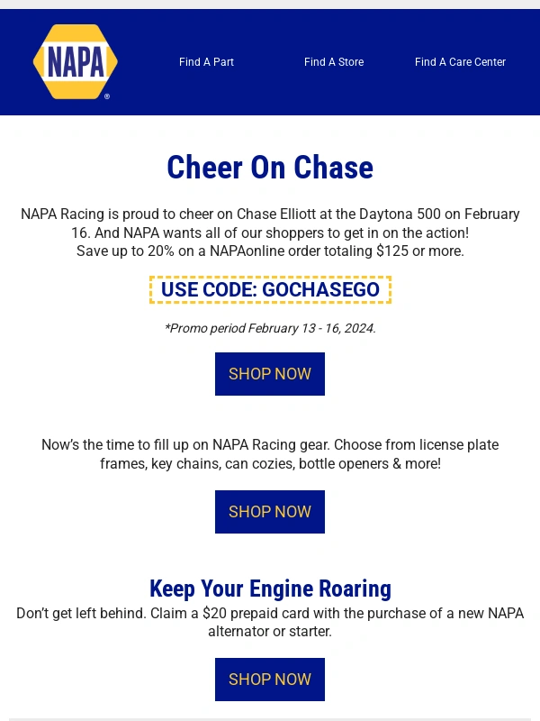 NAPA Auto Parts - Get Up To Speed With NAPA Racing Gear