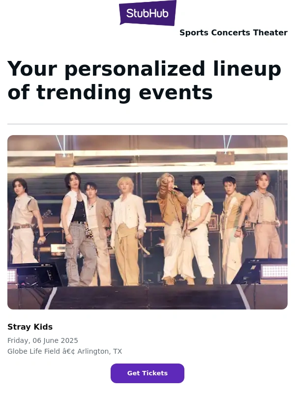 StubHub - Your event lineup