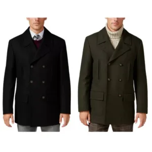 Michael Kors Men's Double-Breasted Wool Blend Peacoat