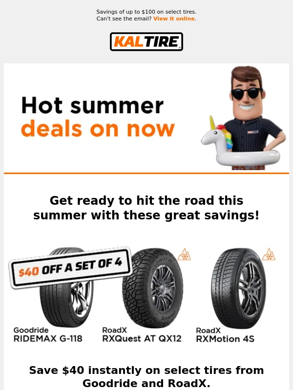 Kal Tire - ? Kal's Hot Summer Deals event on now
