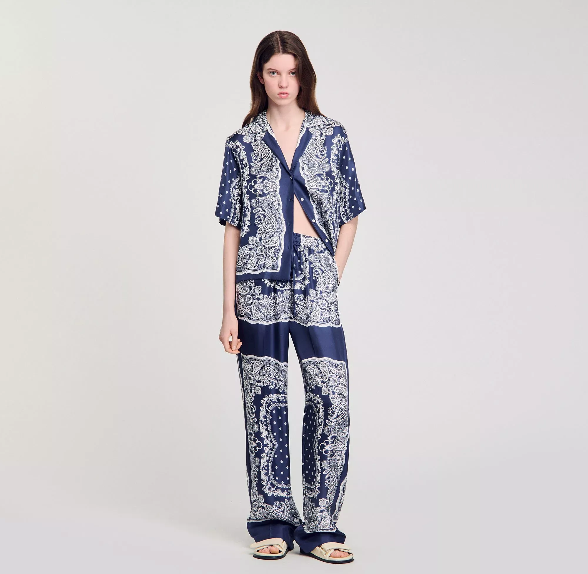 Sandro Bandana-print flowy trousers - female - 2