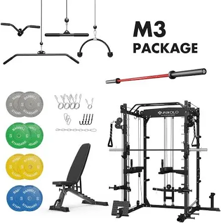 MIKOLO M3 Home Gym Package Black / Red / Red
