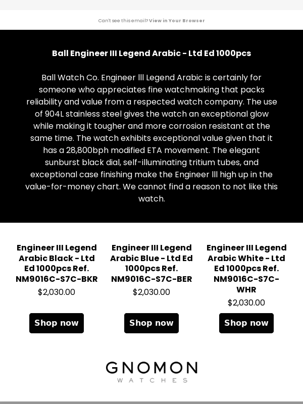 Gnomon Watches - The new Engineer lll models are out! Featuring the Legend Arabic collection