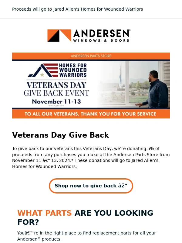 Andersen Windows - Give back to veterans with your purchase