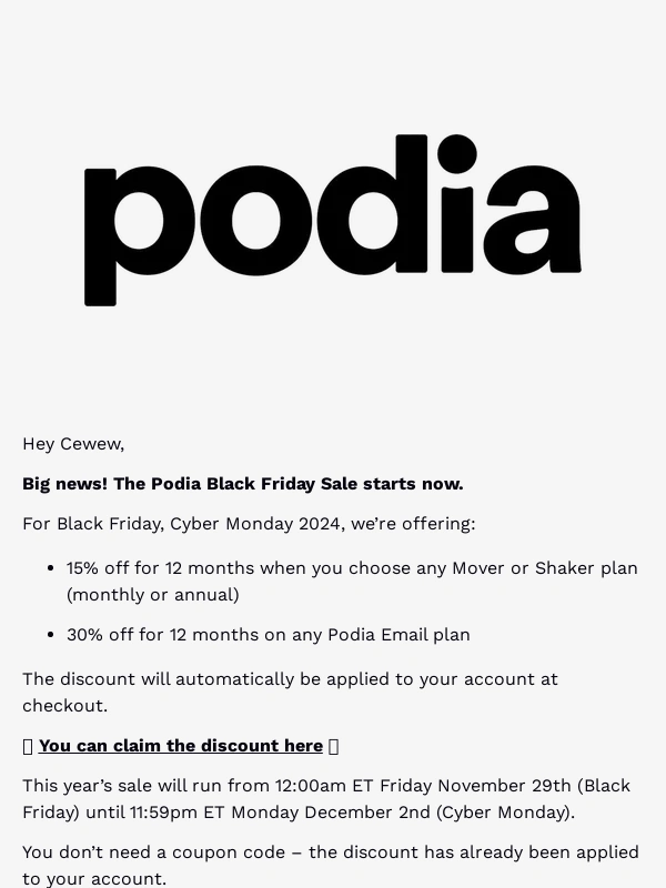 Podia - Podia Black Friday sale is now on