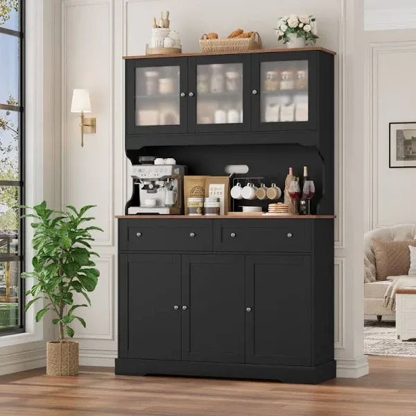 August Grove 71.9" Tall Kitchen Pantry Storage Cabinet with Charge Station