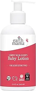 Earth Mama Simply Non-Scents Baby Lotion for Dry Skin, Calendula Cream, Skin Care for Kids, Organic Moisturizer, Unscented Lotion with Aloe, Rooibos, & Shea Butter, 8-Fl oz