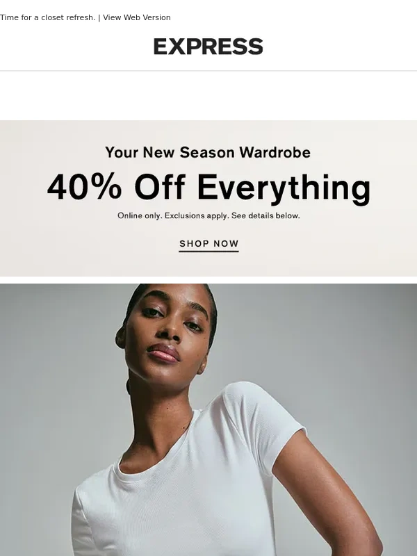Express - 40% off ALL our newest spring tops online