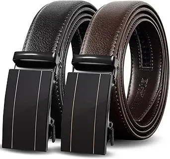 Truyis Leather Ratchet Belts For Men 2 Pack,Slide Ratcheting Belt,Adjustable Click Dress Belt