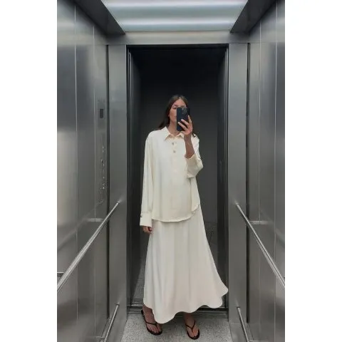 Zara GOLD BUTTON SATIN EFFECT SHIRT