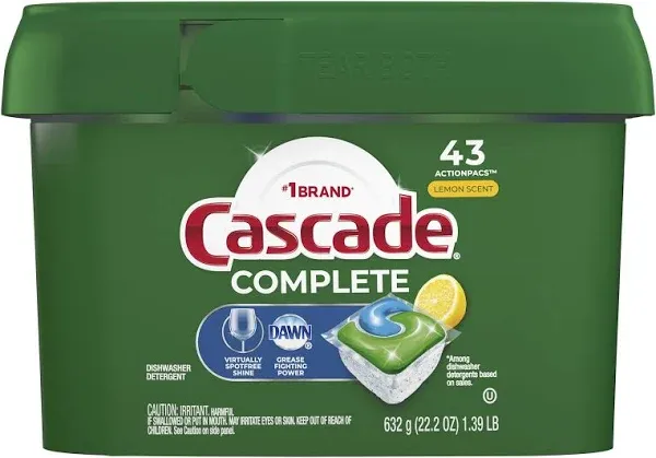Cascade Complete ActionPacs Lemon Dishwasher Detergent