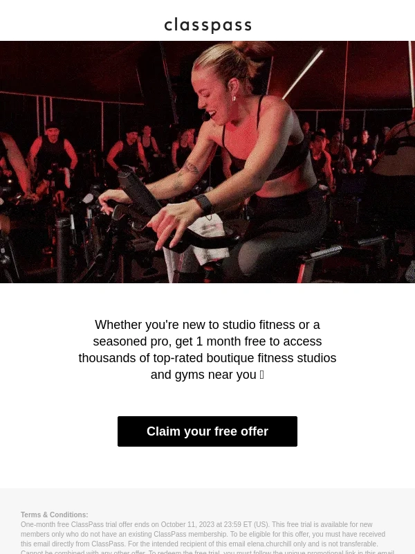 ClassPass - Get 1 month free to try studio fitness