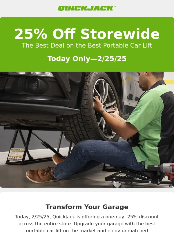 QuickJack - QuickJack’s 25% Off Sale Starts Now