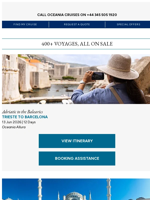 Oceania Cruises - Savour It All: Up to 30% Off,Shipboard Credit,Reduced Deposits & More