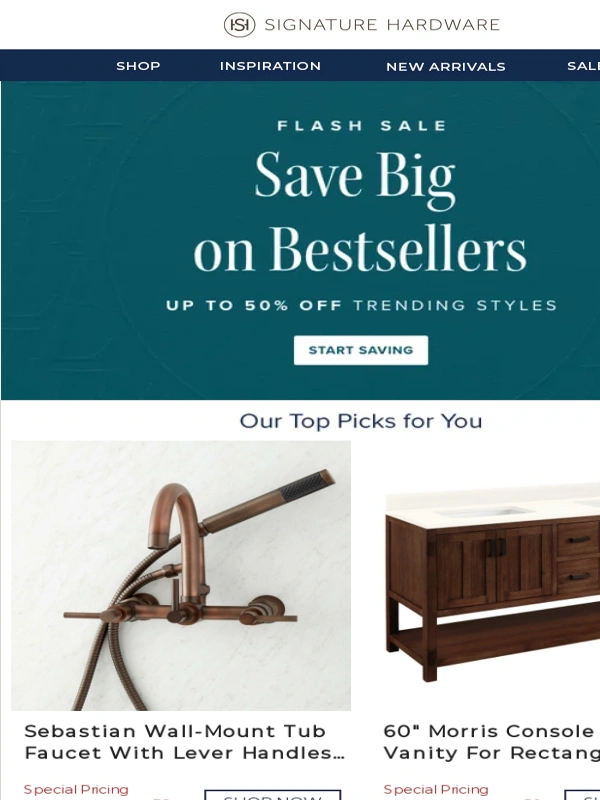 Signature Hardware - ICYMI ⏰ Up to 50% off home faves