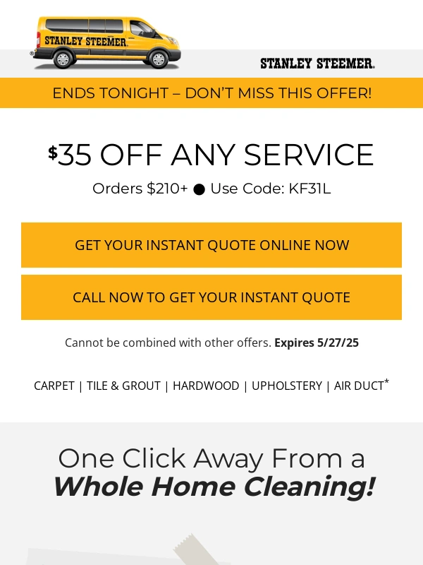 Stanley steemer - Last Call for Memorial Day Deals