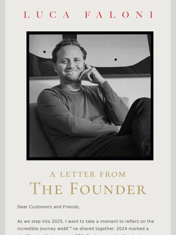 Luca Faloni - A Letter from the Founder - Celebrating 10 Years