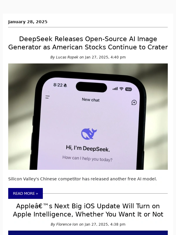 Jezebel - DeepSeek Releases Open-Source AI Image Generator as American Stocks Continue to Crater