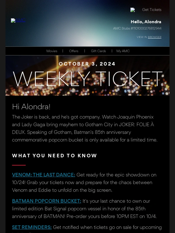 AMC Theatres - The Joker Takes the Stage In Your Weekly Ticket