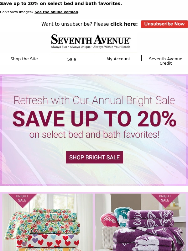 Seventh Avenue - Rub-a-Dub-Dub,Freshen Your Tub with Our Annual Bright Sale!