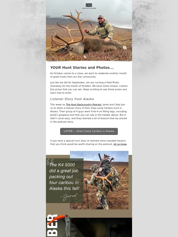 Exo Mtn Gear - Field Photo Giveaway + Listener Hunt Story
