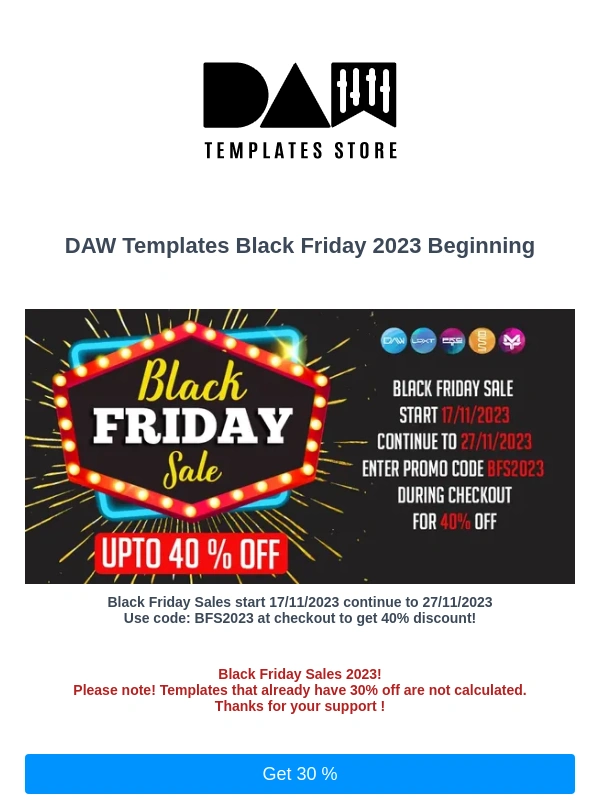 DAW Templates - DAW Templates Black Friday 2023 Beginning