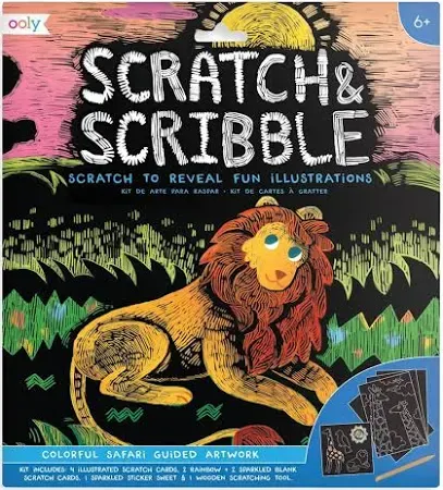 Ooly Colorful Safari Scratch and Scribble Art Kit