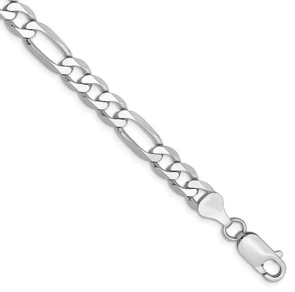 14K White Gold Figaro Chain Bracelet