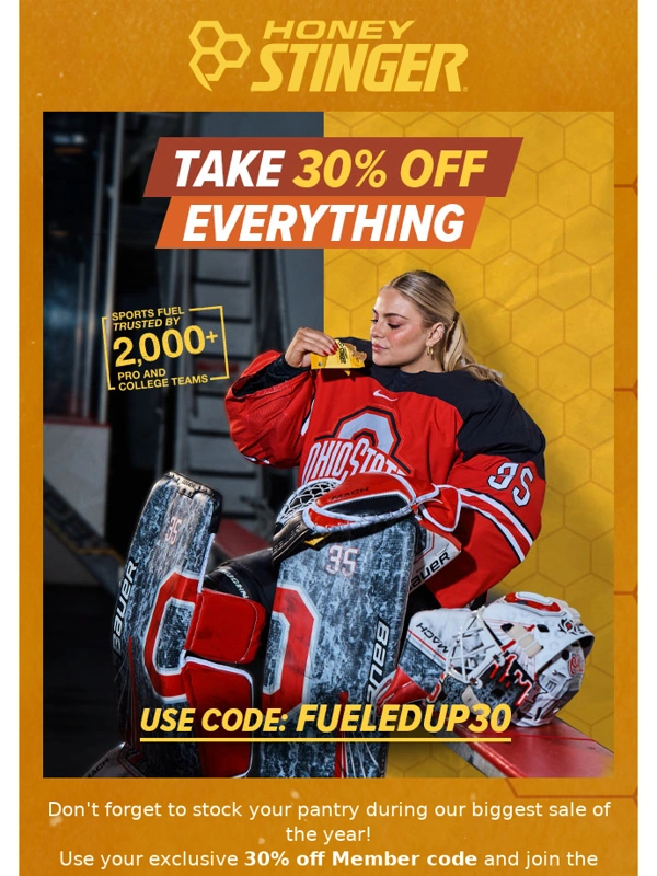 Honey Stinger - Your 30% Member code is waiting for you!